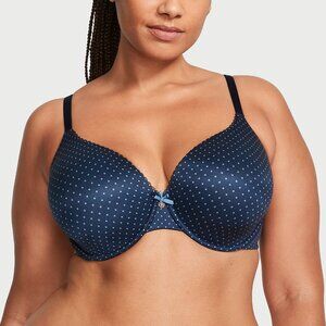 38DDD VICTORIA SECRET Body by Victoria Lightly Lined Full Bra Navy Polka dot